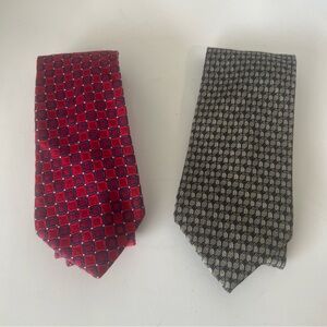 Nautica Elegant Red and Black Patterned Ties 100% Silk